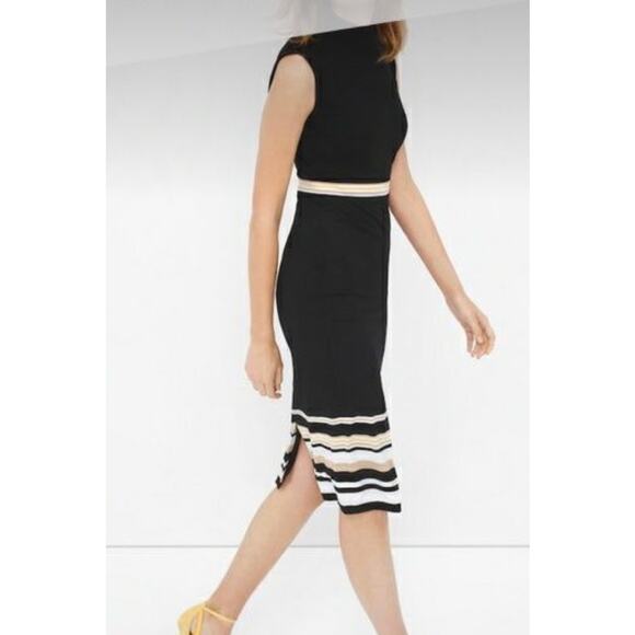 White House Black Market Striped Mock Neck Sheath Dress Size 8 Multicolored - Picture 7 of 10